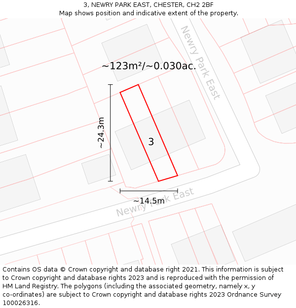 3, NEWRY PARK EAST, CHESTER, CH2 2BF: Plot and title map