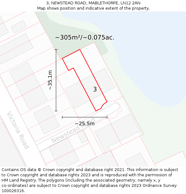 3, NEWSTEAD ROAD, MABLETHORPE, LN12 2AN: Plot and title map