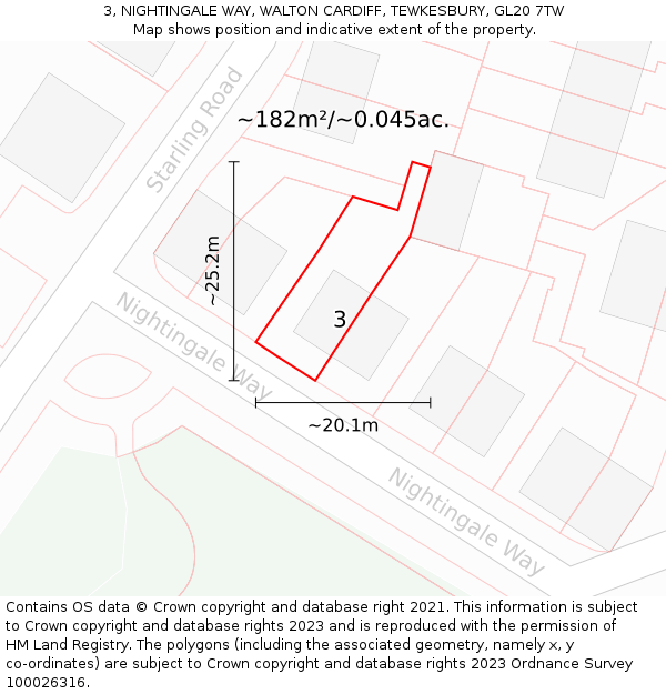 3, NIGHTINGALE WAY, WALTON CARDIFF, TEWKESBURY, GL20 7TW: Plot and title map