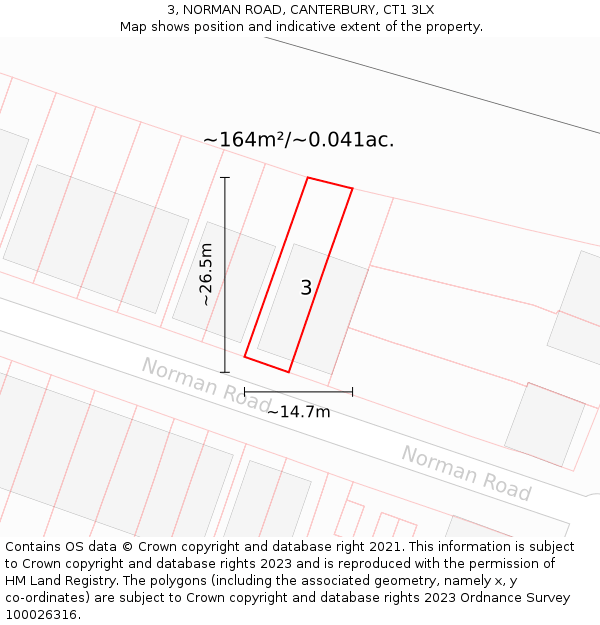 3, NORMAN ROAD, CANTERBURY, CT1 3LX: Plot and title map