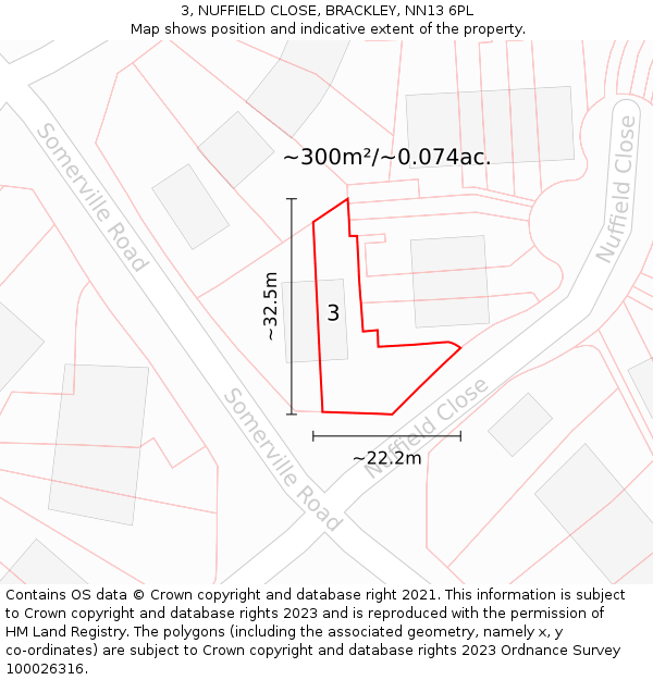 3, NUFFIELD CLOSE, BRACKLEY, NN13 6PL: Plot and title map
