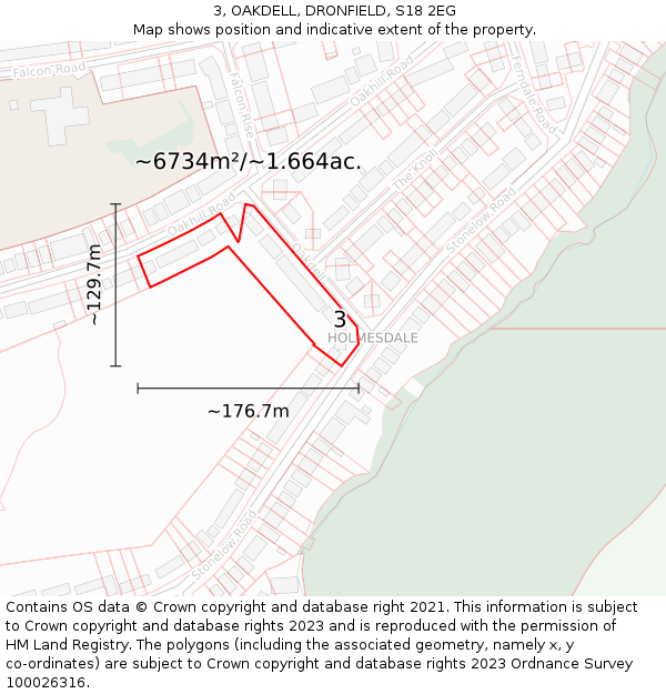 3, OAKDELL, DRONFIELD, S18 2EG: Plot and title map