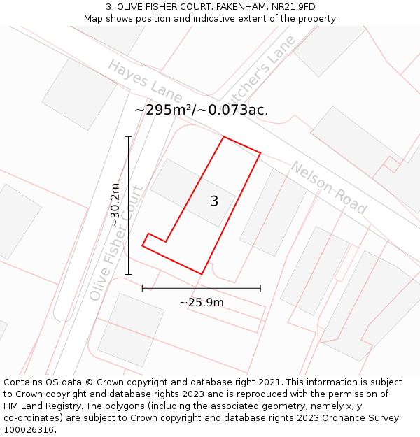 3, OLIVE FISHER COURT, FAKENHAM, NR21 9FD: Plot and title map