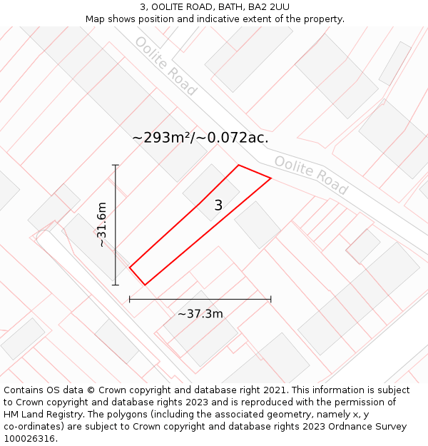 3, OOLITE ROAD, BATH, BA2 2UU: Plot and title map