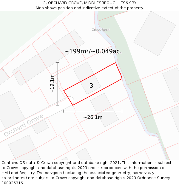 3, ORCHARD GROVE, MIDDLESBROUGH, TS6 9BY: Plot and title map