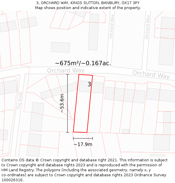 3, ORCHARD WAY, KINGS SUTTON, BANBURY, OX17 3PY: Plot and title map