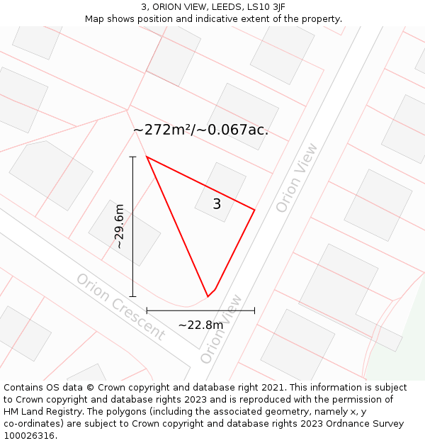 3, ORION VIEW, LEEDS, LS10 3JF: Plot and title map