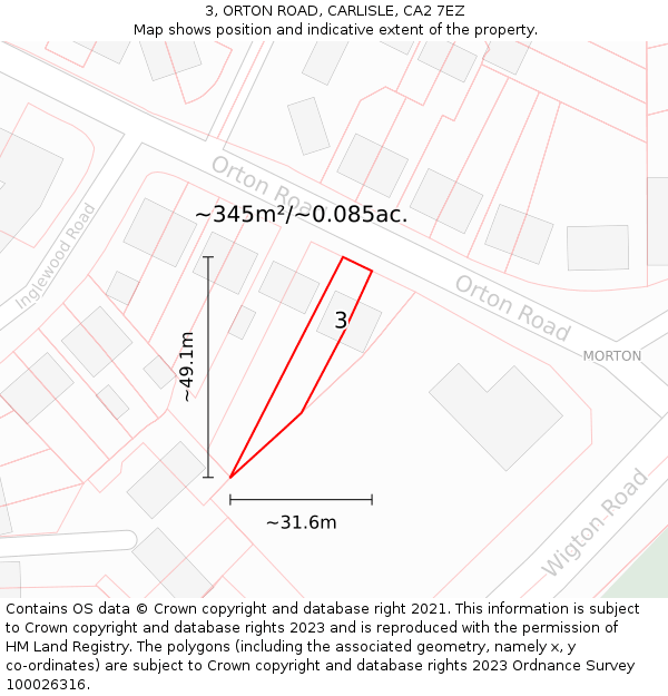 3, ORTON ROAD, CARLISLE, CA2 7EZ: Plot and title map