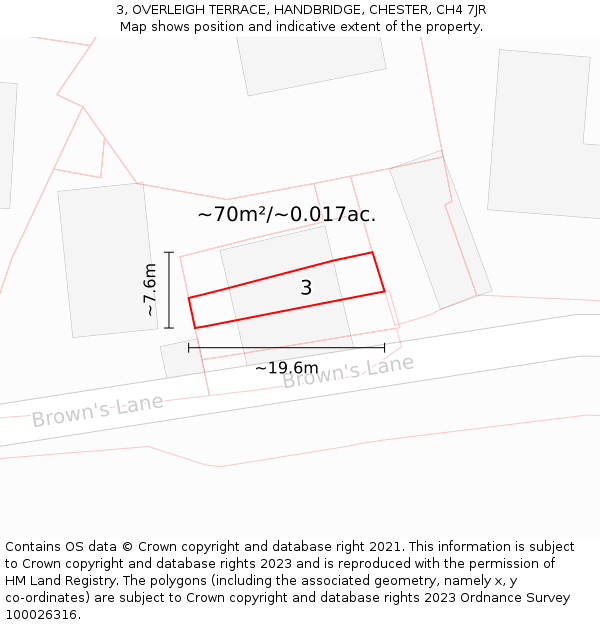 3, OVERLEIGH TERRACE, HANDBRIDGE, CHESTER, CH4 7JR: Plot and title map