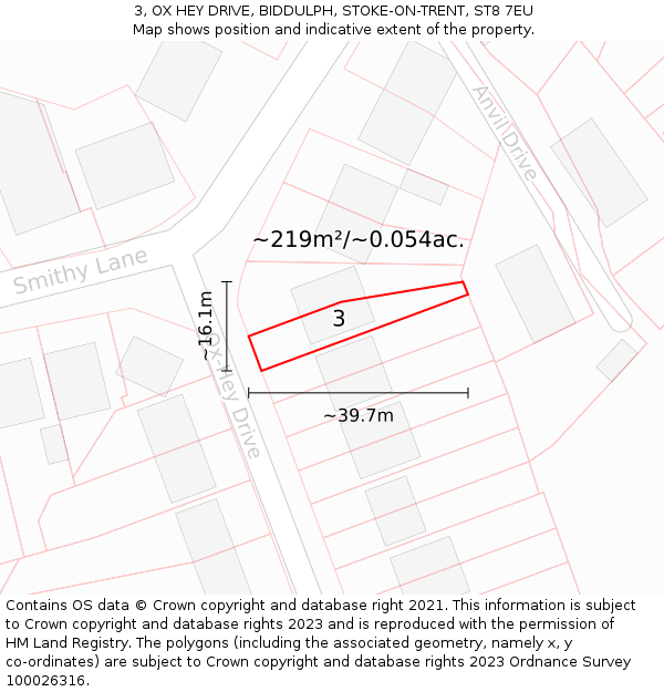 3, OX HEY DRIVE, BIDDULPH, STOKE-ON-TRENT, ST8 7EU: Plot and title map