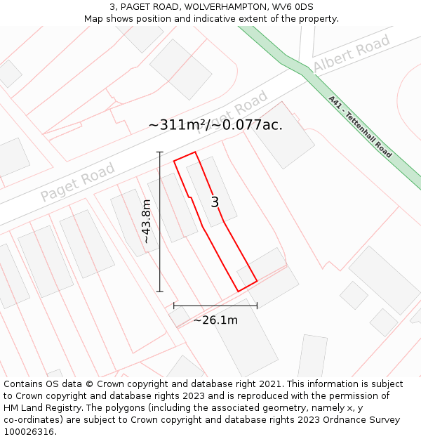 3, PAGET ROAD, WOLVERHAMPTON, WV6 0DS: Plot and title map