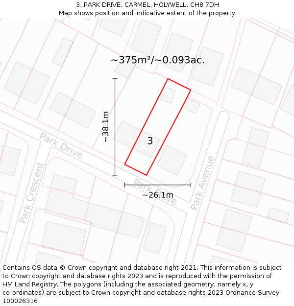 3, PARK DRIVE, CARMEL, HOLYWELL, CH8 7DH: Plot and title map