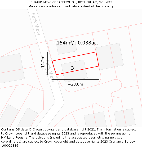 3, PARK VIEW, GREASBROUGH, ROTHERHAM, S61 4RR: Plot and title map