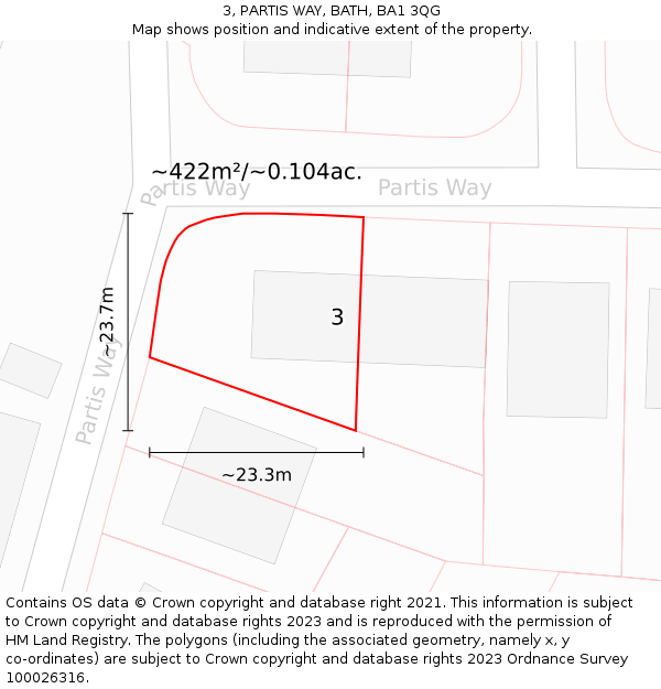 3, PARTIS WAY, BATH, BA1 3QG: Plot and title map
