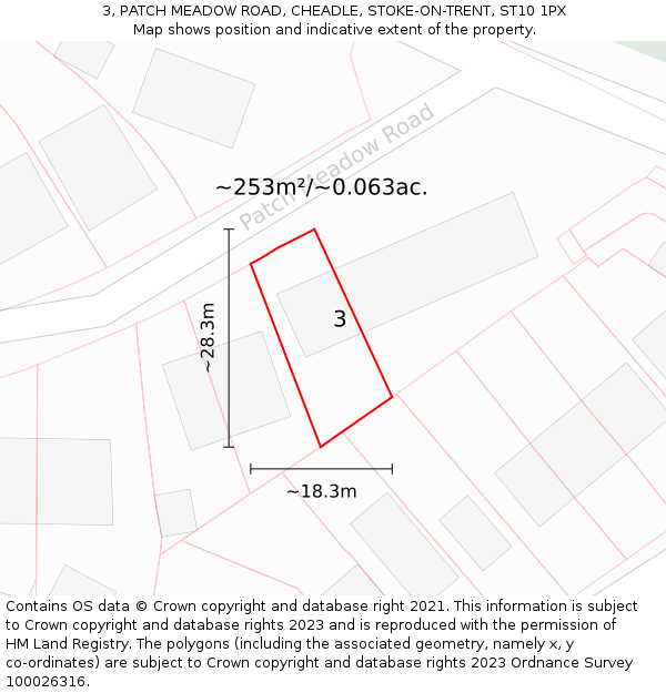 3, PATCH MEADOW ROAD, CHEADLE, STOKE-ON-TRENT, ST10 1PX: Plot and title map