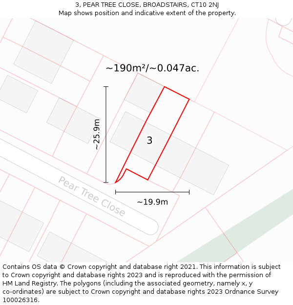 3, PEAR TREE CLOSE, BROADSTAIRS, CT10 2NJ: Plot and title map