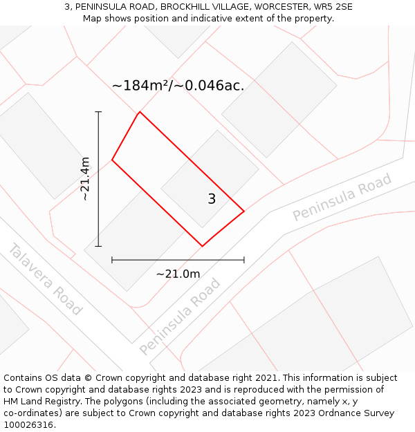 3, PENINSULA ROAD, BROCKHILL VILLAGE, WORCESTER, WR5 2SE: Plot and title map