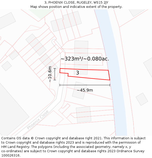 3, PHOENIX CLOSE, RUGELEY, WS15 2JY: Plot and title map