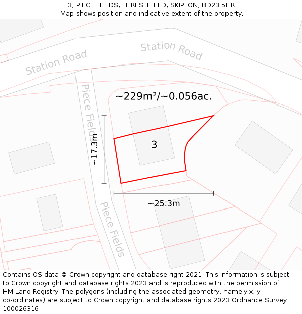 3, PIECE FIELDS, THRESHFIELD, SKIPTON, BD23 5HR: Plot and title map