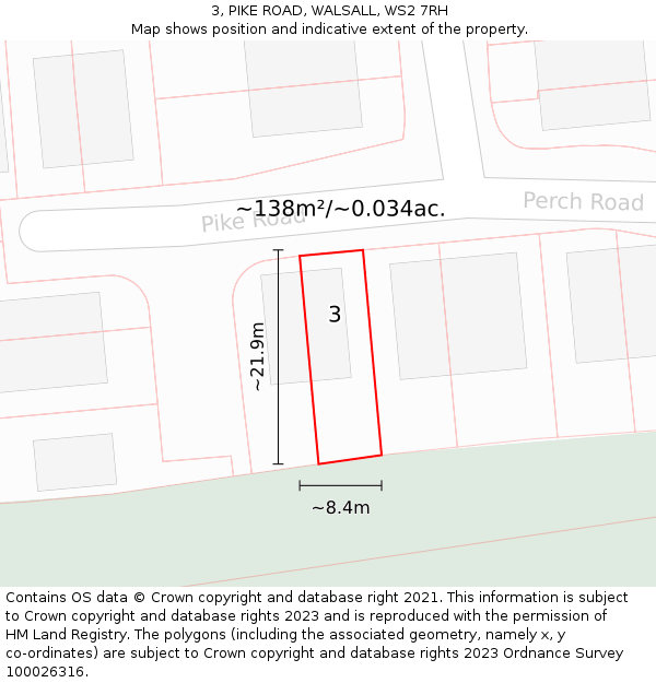 3, PIKE ROAD, WALSALL, WS2 7RH: Plot and title map
