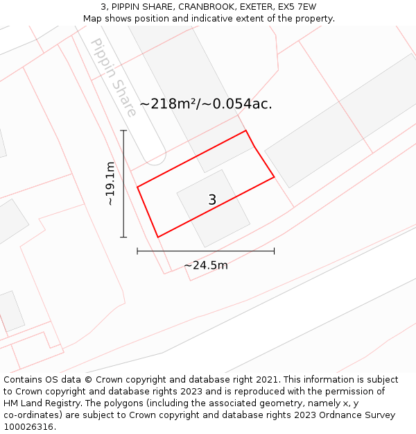 3, PIPPIN SHARE, CRANBROOK, EXETER, EX5 7EW: Plot and title map