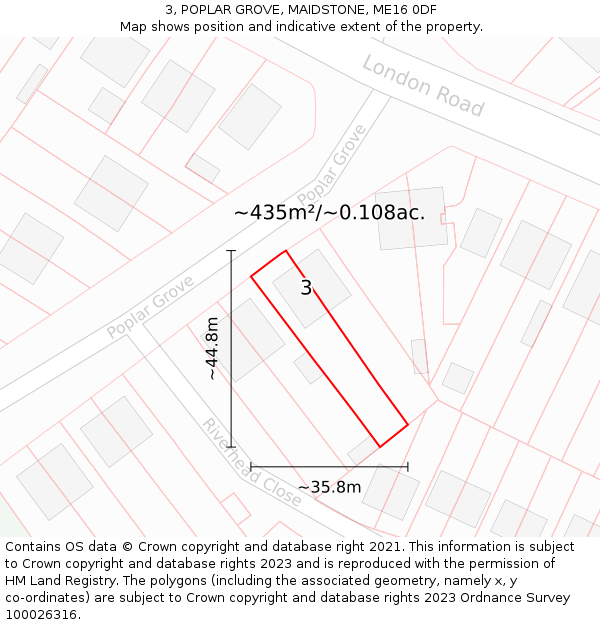 3, POPLAR GROVE, MAIDSTONE, ME16 0DF: Plot and title map