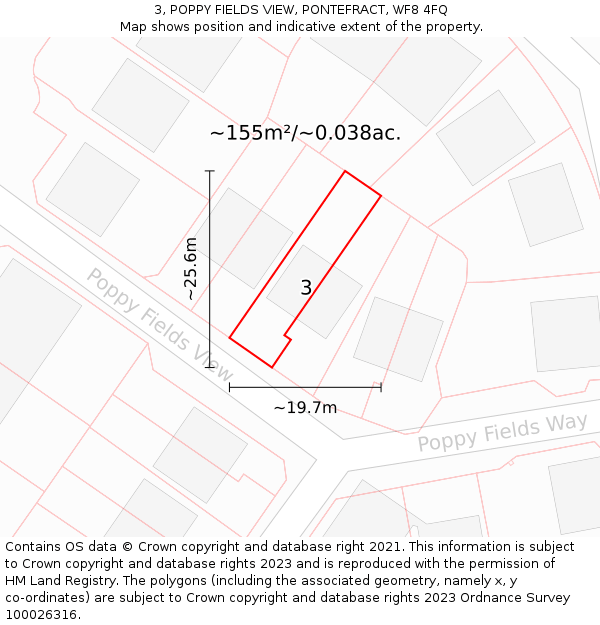 3, POPPY FIELDS VIEW, PONTEFRACT, WF8 4FQ: Plot and title map