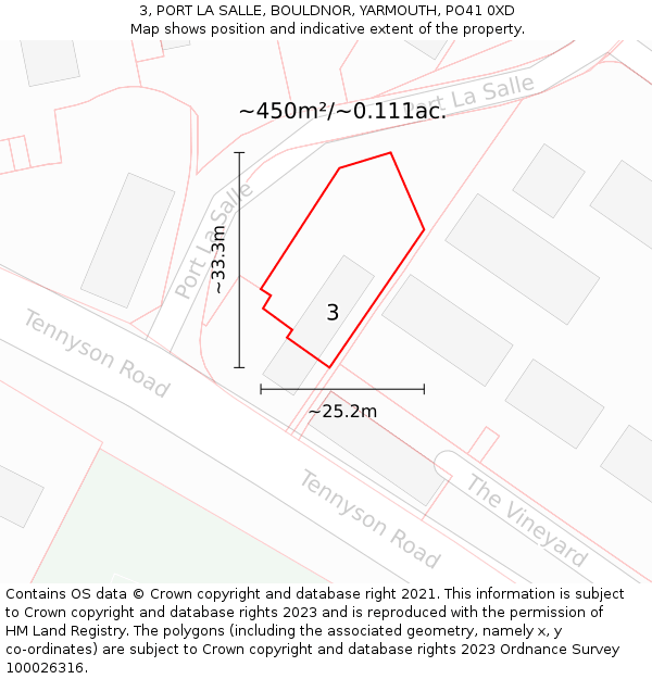 3, PORT LA SALLE, BOULDNOR, YARMOUTH, PO41 0XD: Plot and title map