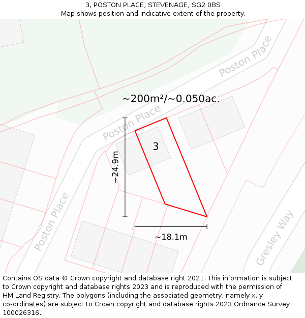 3, POSTON PLACE, STEVENAGE, SG2 0BS: Plot and title map