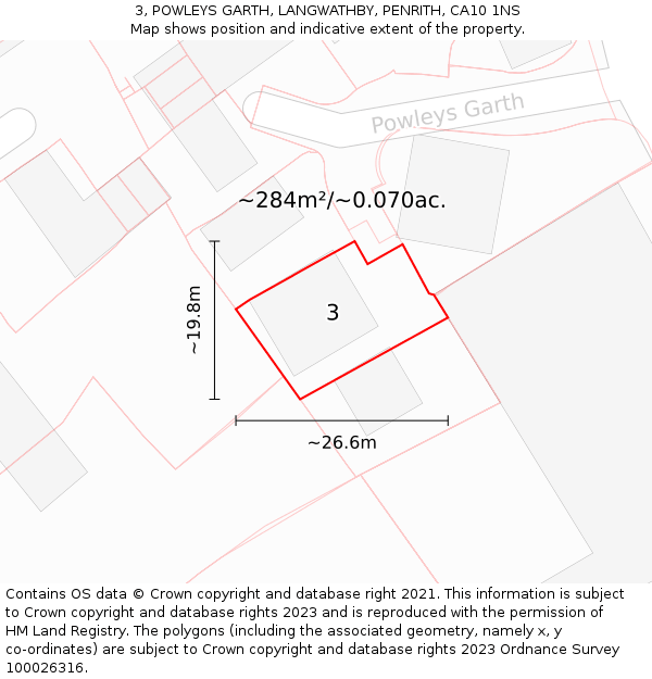 3, POWLEYS GARTH, LANGWATHBY, PENRITH, CA10 1NS: Plot and title map