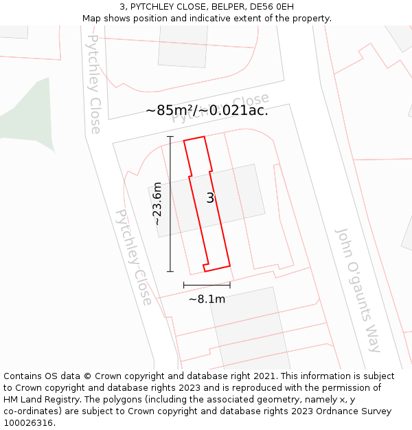 3, PYTCHLEY CLOSE, BELPER, DE56 0EH: Plot and title map