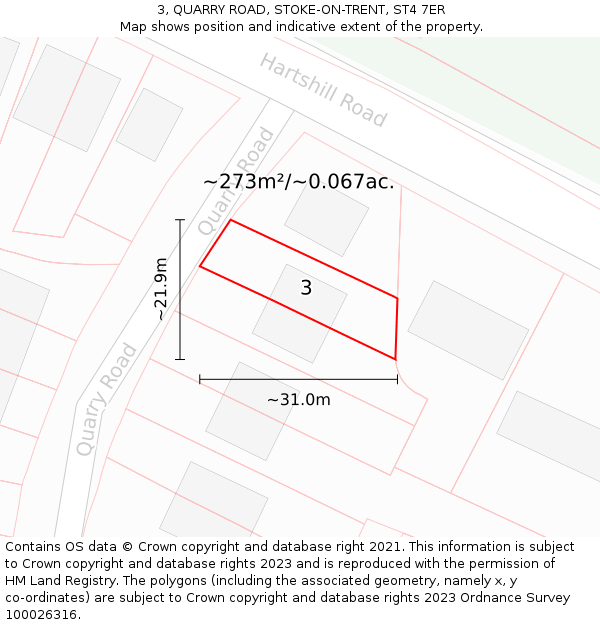3, QUARRY ROAD, STOKE-ON-TRENT, ST4 7ER: Plot and title map