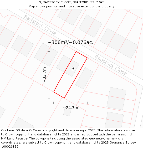 3, RADSTOCK CLOSE, STAFFORD, ST17 0PE: Plot and title map