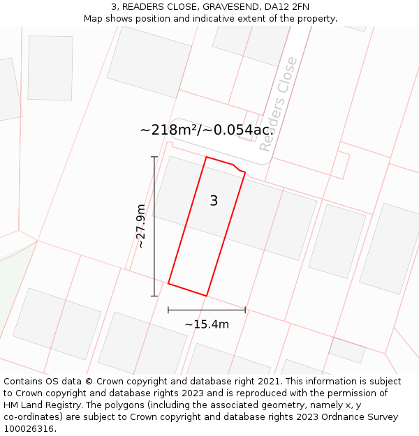 3, READERS CLOSE, GRAVESEND, DA12 2FN: Plot and title map