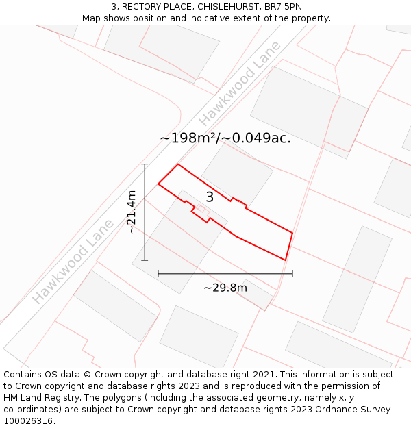 3, RECTORY PLACE, CHISLEHURST, BR7 5PN: Plot and title map