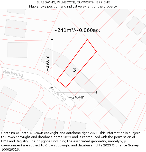 3, REDWING, WILNECOTE, TAMWORTH, B77 5NR: Plot and title map