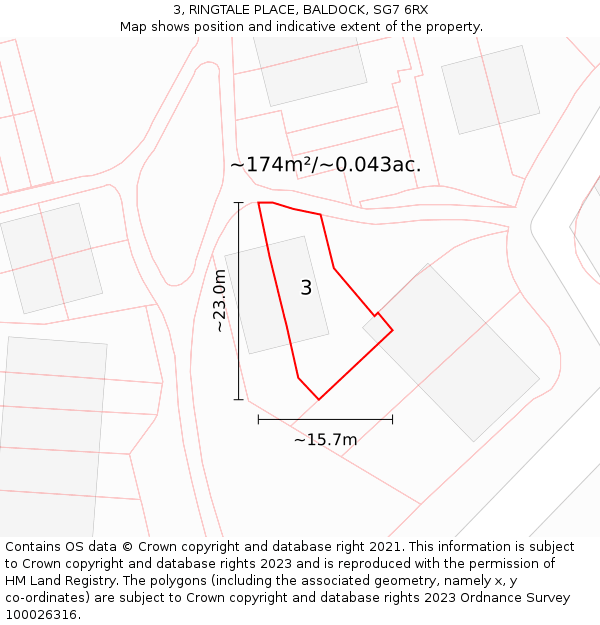 3, RINGTALE PLACE, BALDOCK, SG7 6RX: Plot and title map