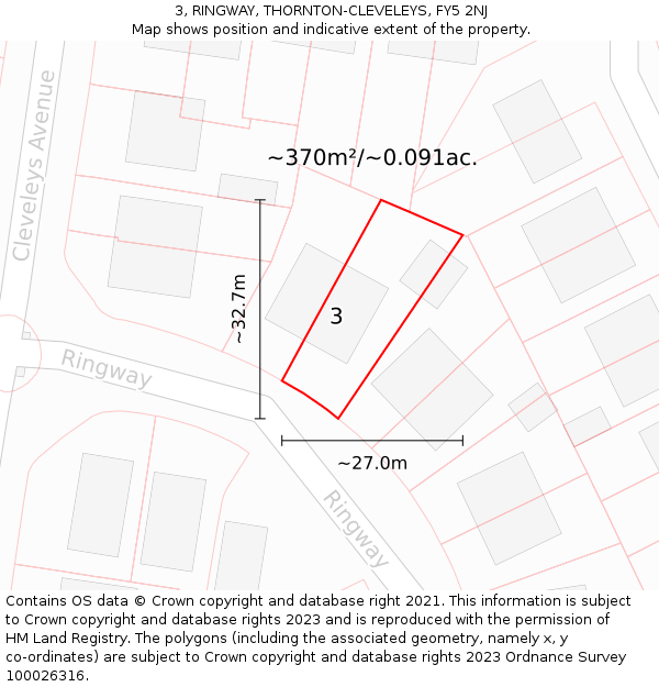 3, RINGWAY, THORNTON-CLEVELEYS, FY5 2NJ: Plot and title map