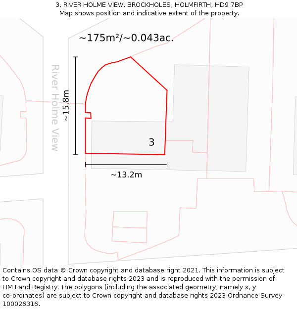 3, RIVER HOLME VIEW, BROCKHOLES, HOLMFIRTH, HD9 7BP: Plot and title map