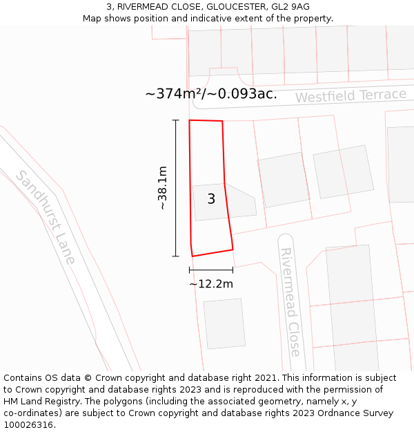 3, RIVERMEAD CLOSE, GLOUCESTER, GL2 9AG: Plot and title map