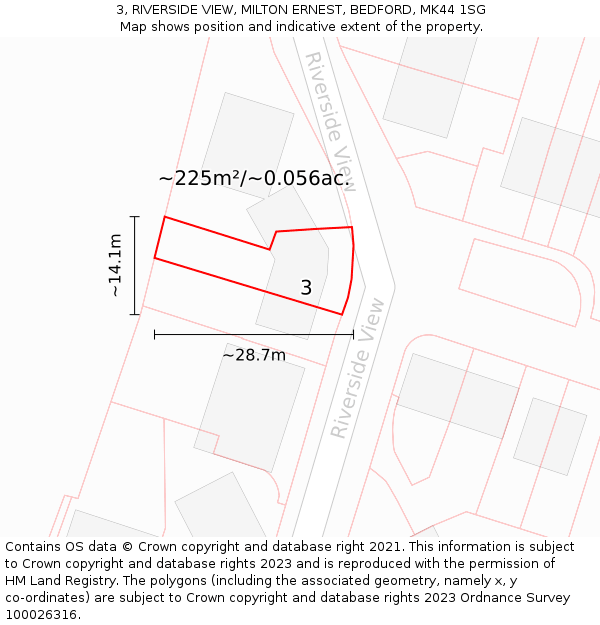 3, RIVERSIDE VIEW, MILTON ERNEST, BEDFORD, MK44 1SG: Plot and title map