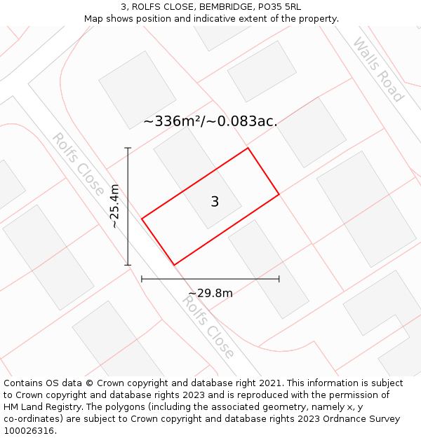 3, ROLFS CLOSE, BEMBRIDGE, PO35 5RL: Plot and title map