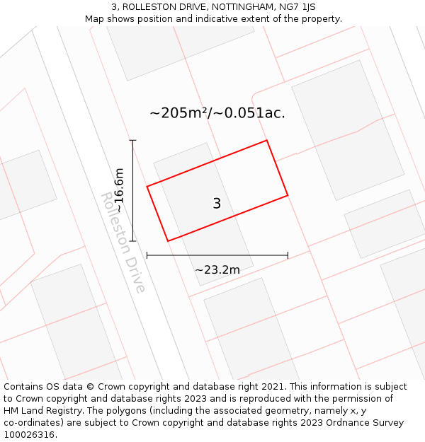 3, ROLLESTON DRIVE, NOTTINGHAM, NG7 1JS: Plot and title map