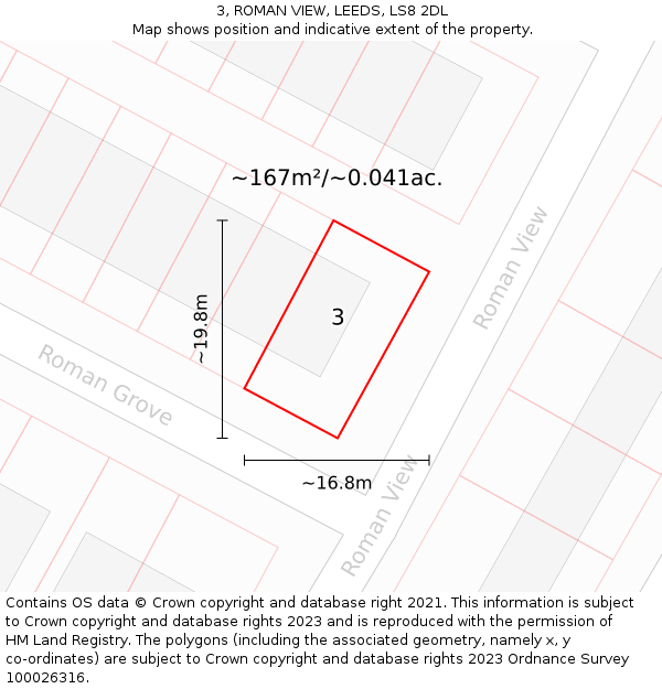 3, ROMAN VIEW, LEEDS, LS8 2DL: Plot and title map