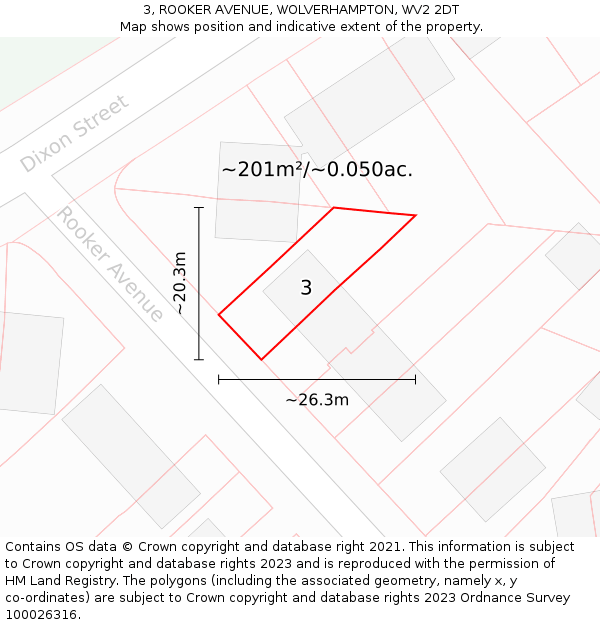 3, ROOKER AVENUE, WOLVERHAMPTON, WV2 2DT: Plot and title map