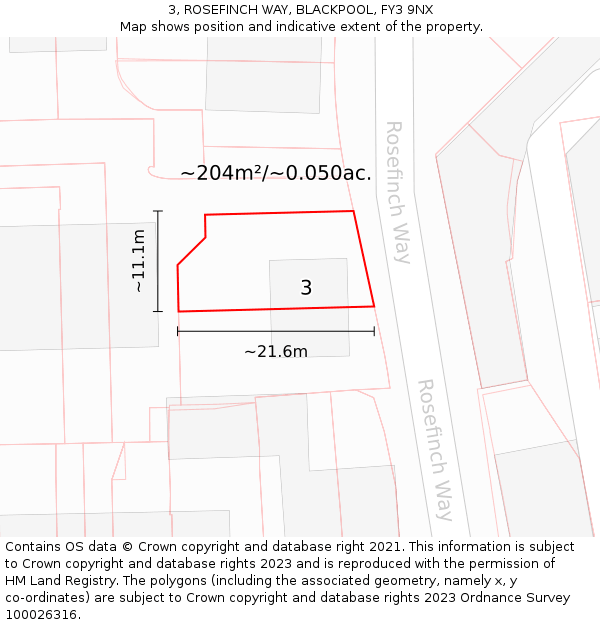 3, ROSEFINCH WAY, BLACKPOOL, FY3 9NX: Plot and title map