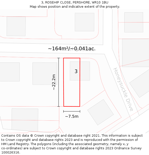3, ROSEHIP CLOSE, PERSHORE, WR10 1BU: Plot and title map