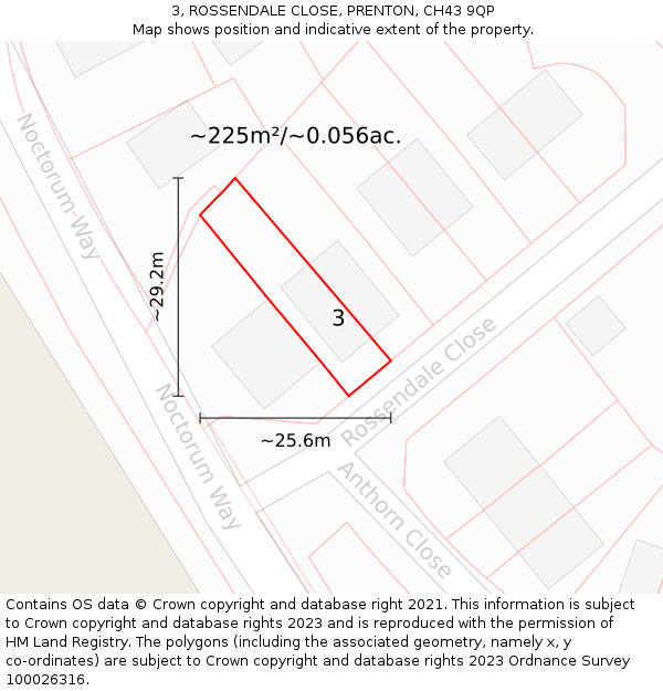 3, ROSSENDALE CLOSE, PRENTON, CH43 9QP: Plot and title map