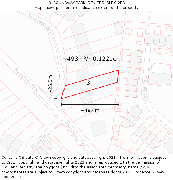 3, ROUNDWAY PARK, DEVIZES, SN10 2ED: Plot and title map