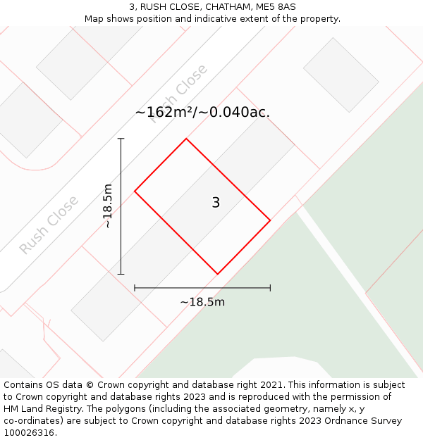 3, RUSH CLOSE, CHATHAM, ME5 8AS: Plot and title map